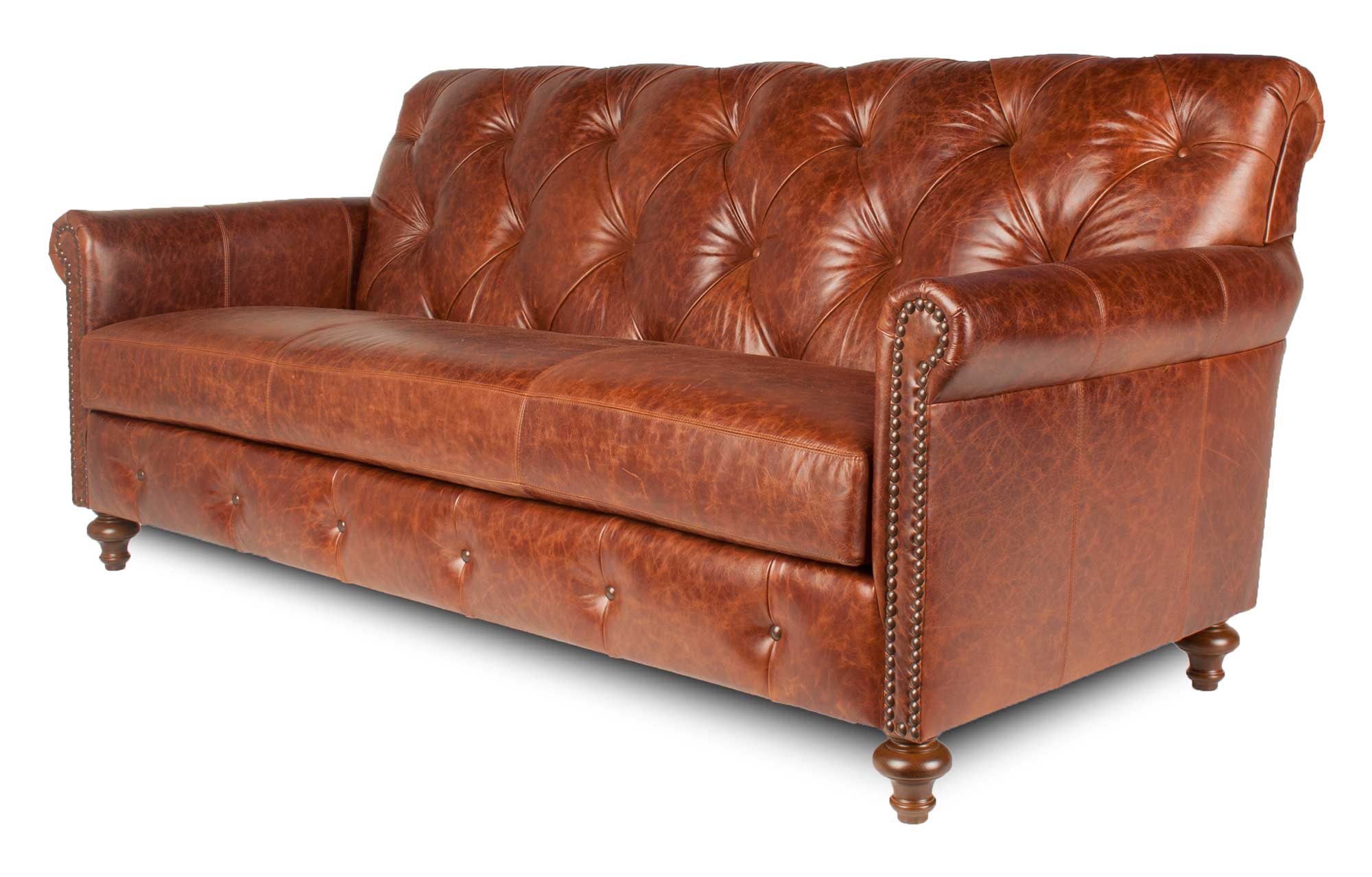 Tavern - Brown Leather Sofa -Angle
