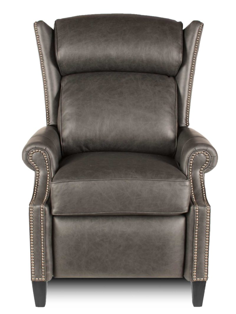 Calvin - Grey Leather Recliner - Straight Closed