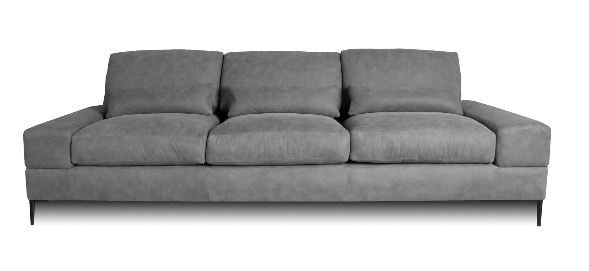 Avant - Grey Leather Sofa - Angelo Leg Straight